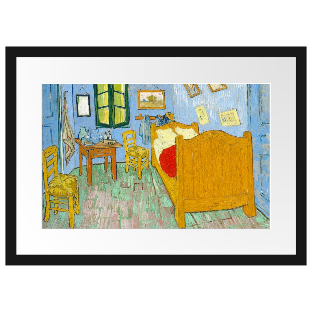 Gerahmtes Poster Das Schlafzimmer - Zweite Version von Vincent Van Gogh