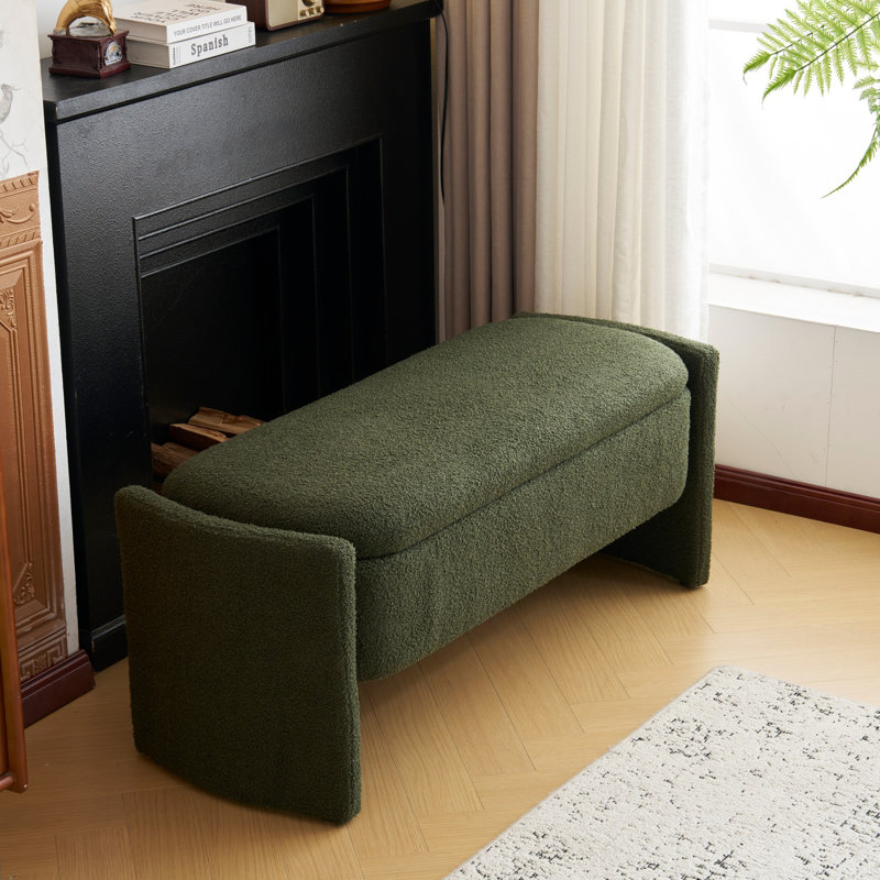 Simple Long shaped Ottoman Bench, Dark Green