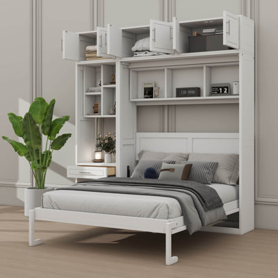 Lit escamotable mural pleine grandeur Lavish intégré avec bureau, armoire supérieure et unités de rangement