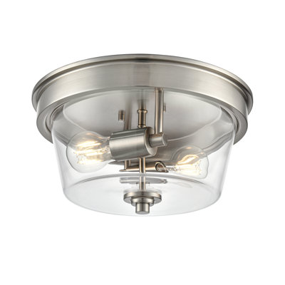 Strayhan 13" 2-Light Flush Mount - Brushed Nickel