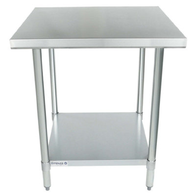 EMPURA 30" x 30" Stainless Steel Work Table | Commercial Flat Top Food Utility Prep Workstation for Kitchen Garage | 440 lb Capacity, Galvanized Undershelf Legs, 30"W x 30"D x 35"H, 18 Gauge, NSF