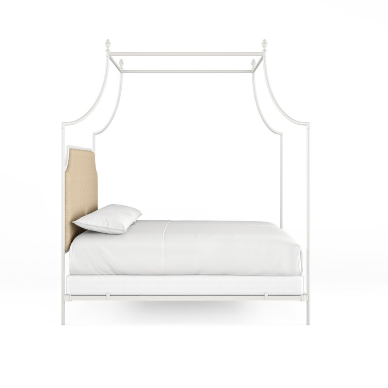 337 Flying Arch Canopy Bed | Complete Canopy, California King, Gloss White/Natural