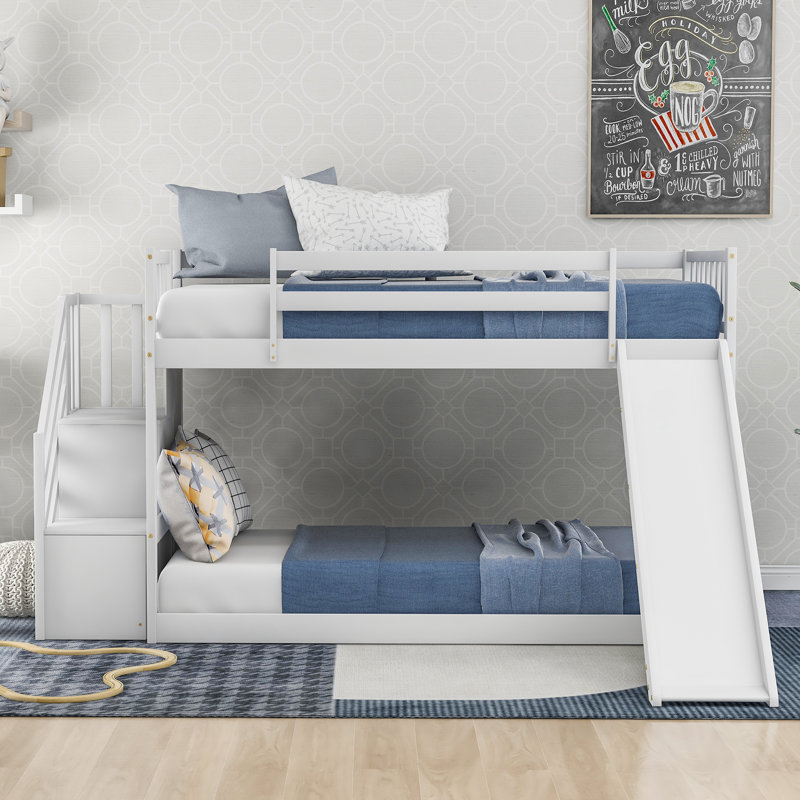Matelles Kids Twin Over Twin Bunk Bed, White