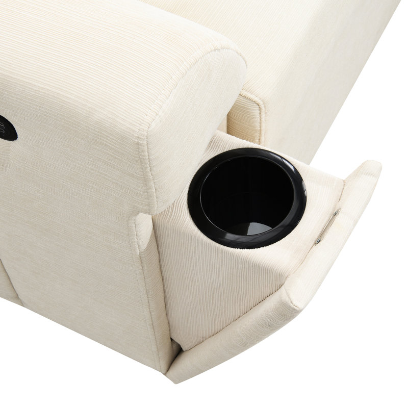 Siège en U à 6 places, 128 po x 67 po, chenille avec rangement pour accoudoirs cachés, porte-gobelets et ports de recharge pour le bar 6 et le salon contemporain