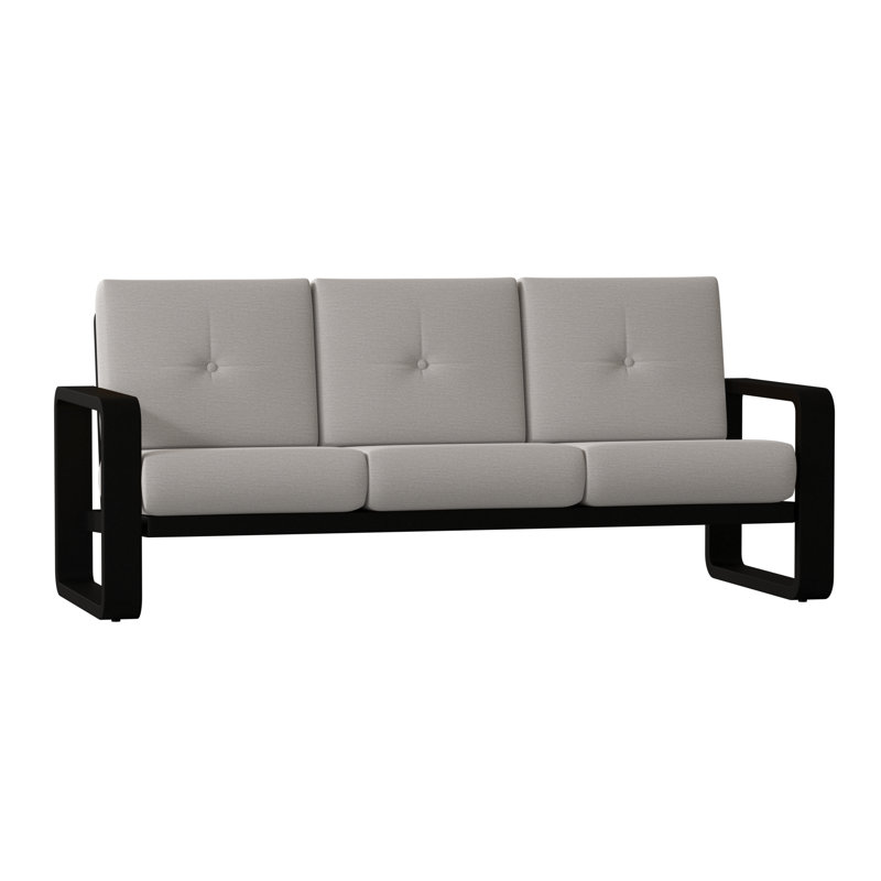 Vale 83.5'' Wide Aluminum Patio Sofa, Impact Vapor Gray Sunbrella®, Textured Black