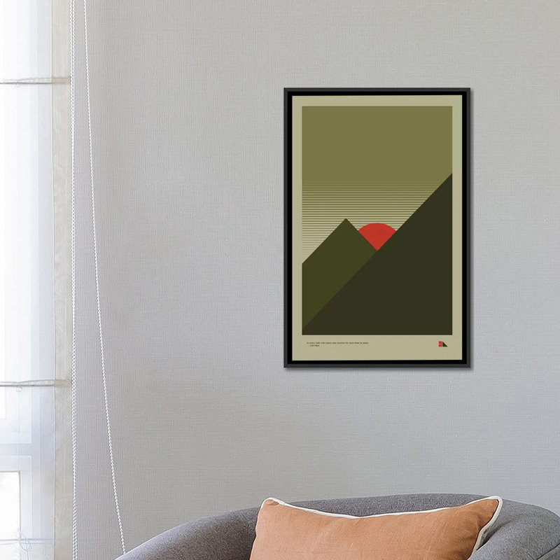 «Mountains» par 2046 Design, impression sur toile tendue, H 60 po x l 40po x P 1,5 po, Toile encadrée noire, Pas de tapis