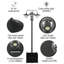 Lampadaire solaire à 3 têtes avec socle pour jardinière, étanche IP44, éclairage public solaire DEL extérieur, allumage automatique du crépuscule à l'aube, jusqu'à 6 heures d'autonomie pour jardin, allée et cour.