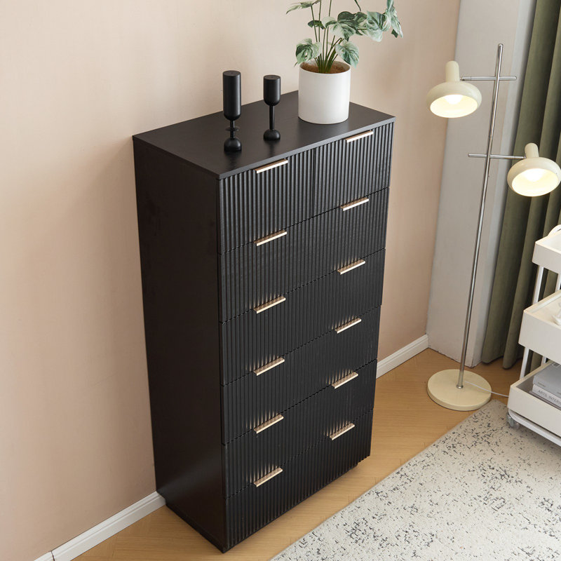 Commodes 7 tiroirs pour chambre à coucher, Noir