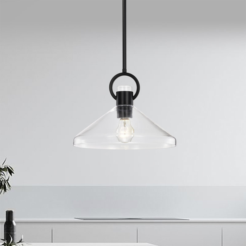 Luminaire suspendu 1 lumière Andros, Noir mat