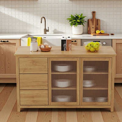 Retro solid wood Kitchen Island counter by Hokku Designs