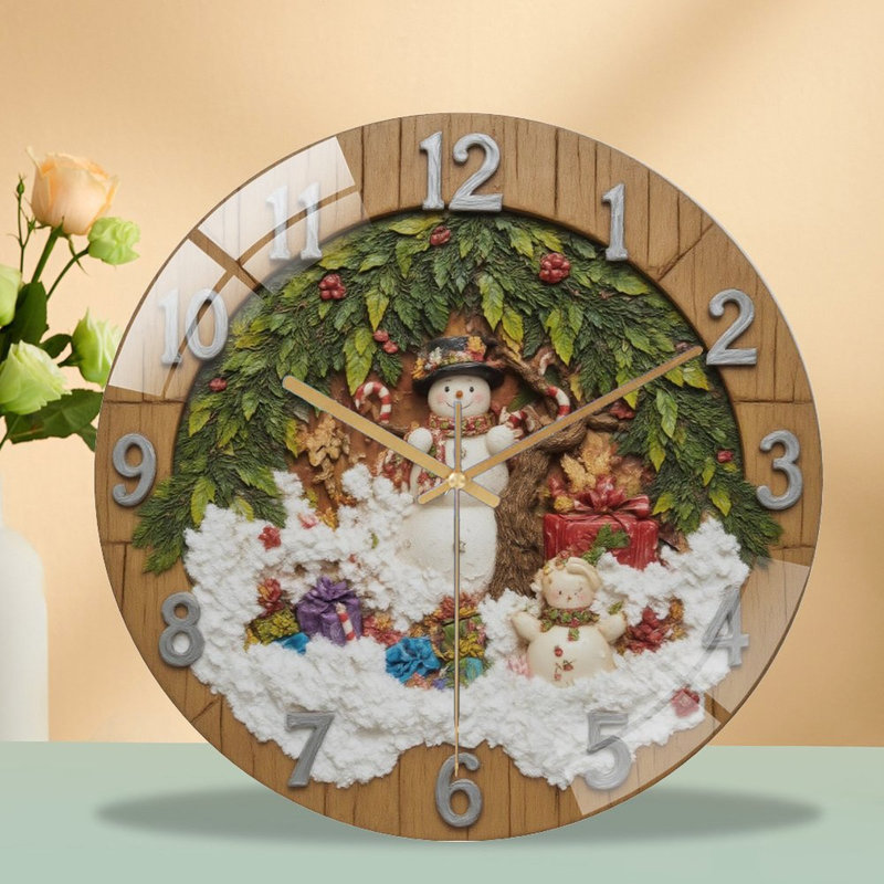 Horloge de Noël - Horloge murale - Bonhomme de neige - Art moderne