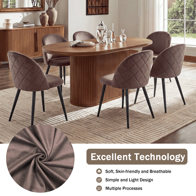 Adebola 43cm H Upholstered Metal Side Chair, Brown, 4