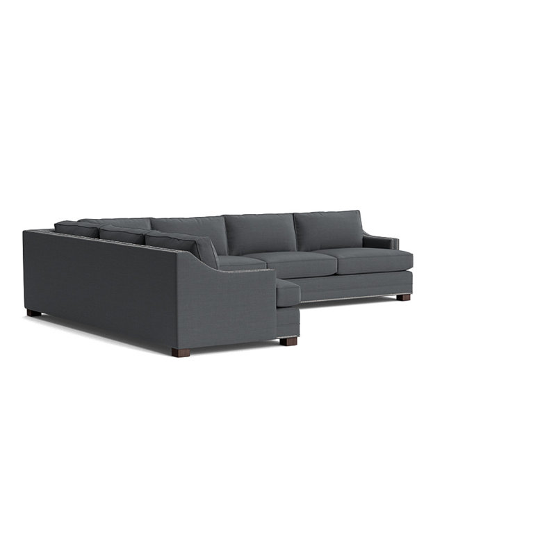 Bras incliné Keaton avec clous sectionnel droit, Nickel brossé, Lin performance - gris anthracite, Café