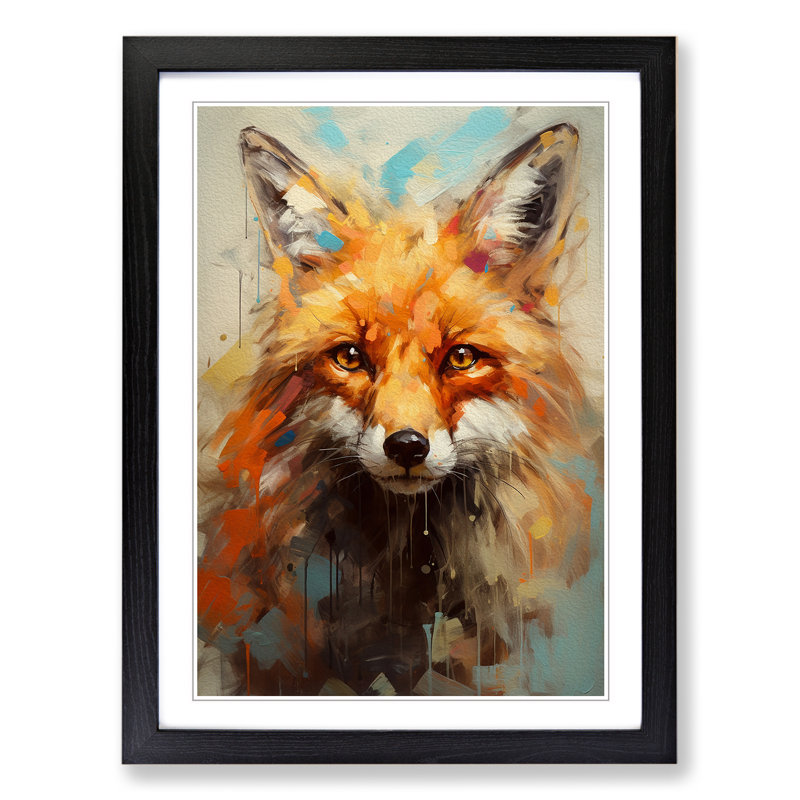 Fox Gestural Art - Framed Print, Black Framed, 34cm H x 25cm W