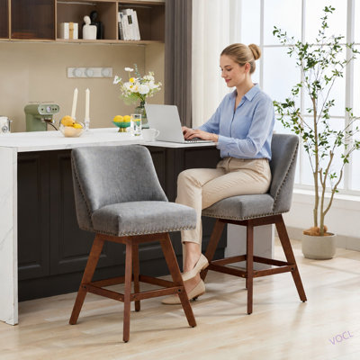 Ensemble de 2 tabourets pivotants à hauteur de comptoir, tabouret de bar rembourré de 26 po de hauteur