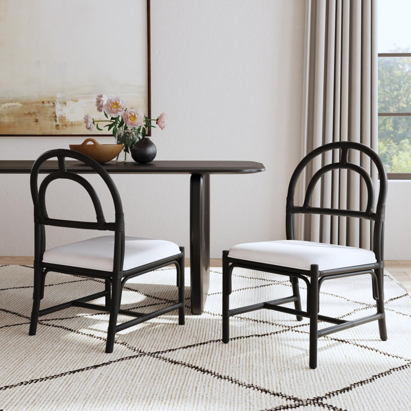 Arched Rattan Dining Chair, Noir