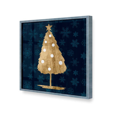 Holiday Gold Tree with Navy I Print