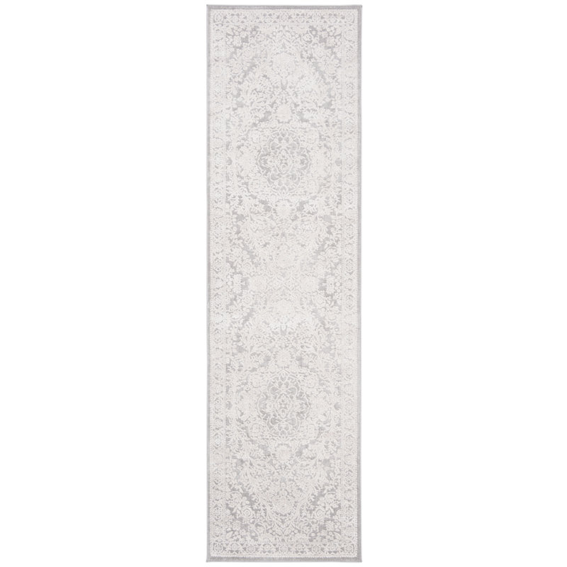 Calidia Power Loom Light Gray/Cream Rug, Runner 2'3" x 8'