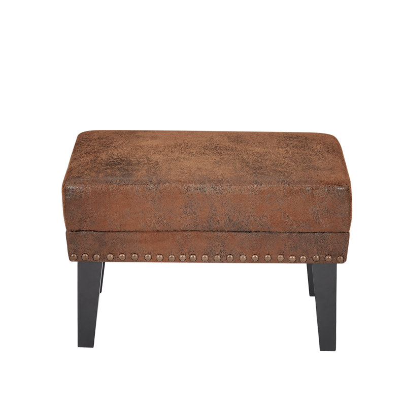 Braydon Upholstered Ottoman With Nailhead Trim & Solid Wood Legs