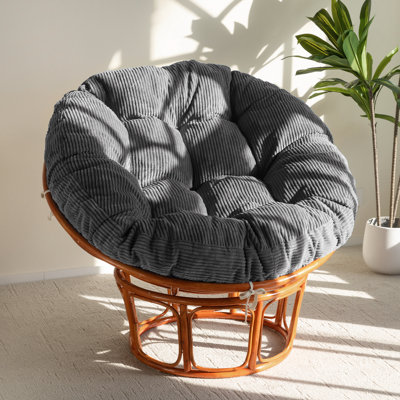 48" Papasan Chair Cushion 6" Thick Cozy Cushion Corduroy Button Tufted Supportive Cushion