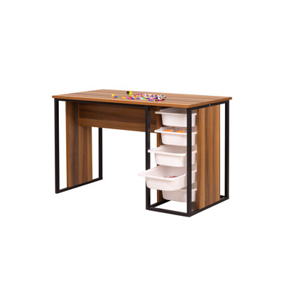 Alyea 48'' W Rectangle Computer Desk 2 Way Usable Hobby Activity Table with Drawers