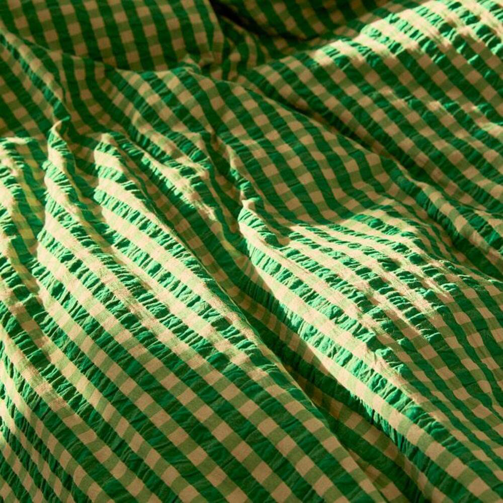 Baek and Bolge Duvet Cover Set, Queen Duvet Cover + 2 Standard Pillowcases, Green/Sand