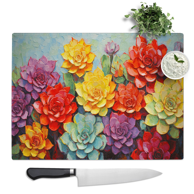 Succulent Palette Knife  Glass Chopping Board