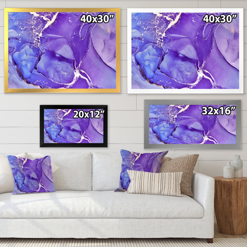 «Mauve et bleu», reproduction sur toile, H 24 po x l 32 po, Toile blanche avec cadre d'angle fermé
