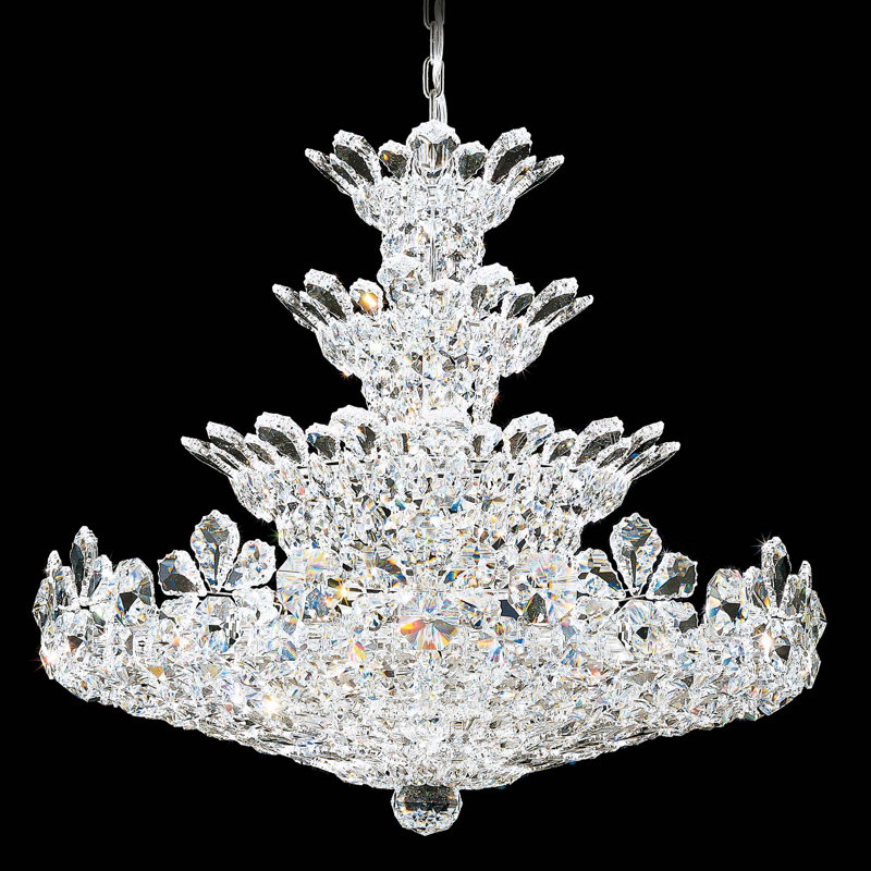 Trilliane 30 Light 30in x 27in Four-Tier Chandelier in Silver with Clear Heritage Handcut Crystals, Czech