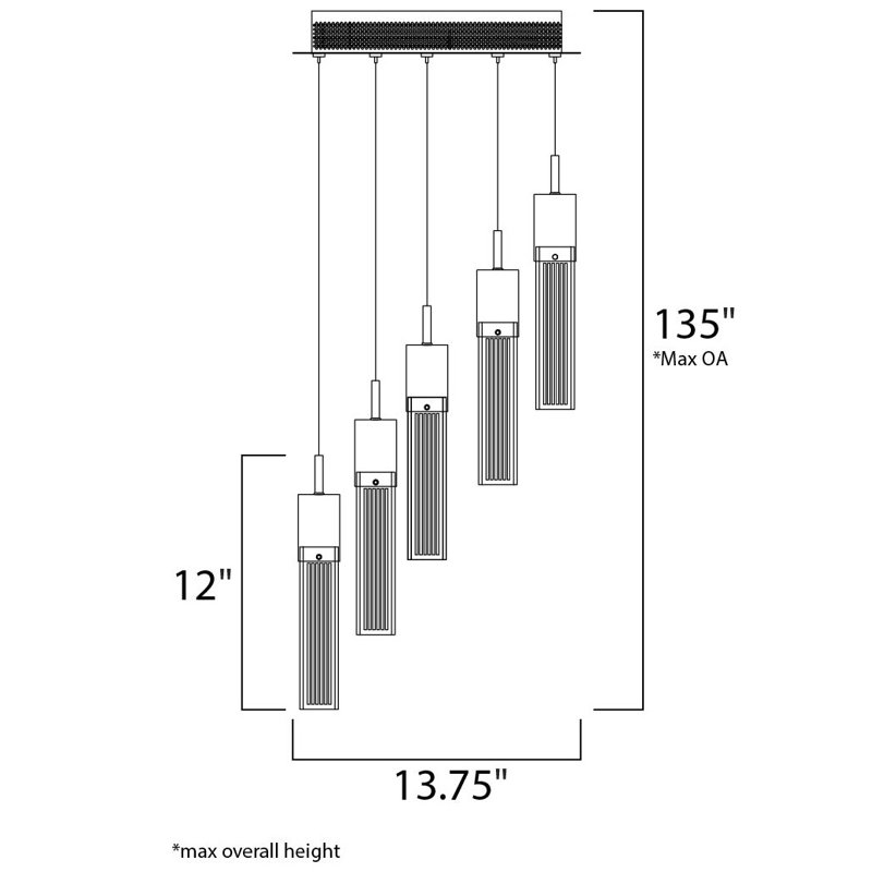 Diphda 5 - Light LED Cluster Pendant