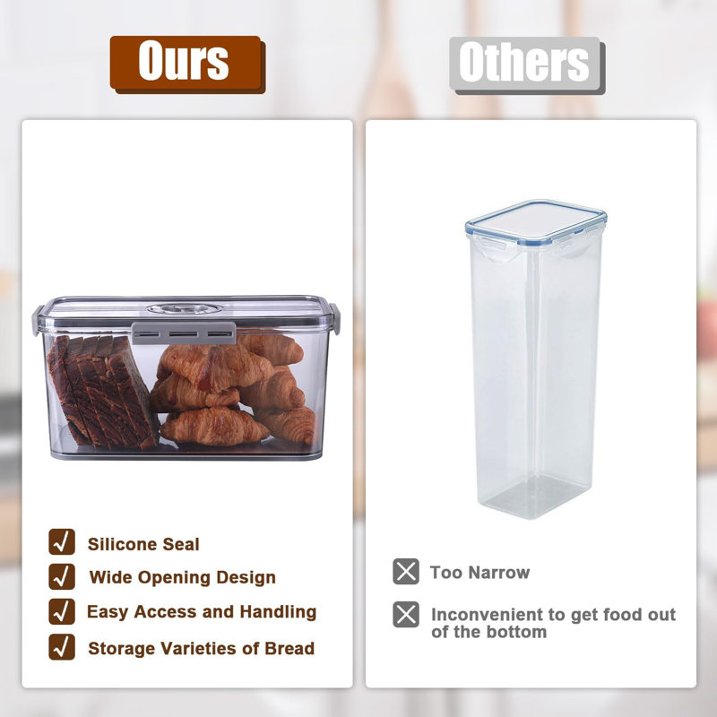 Large Gray Airtight Bread Storage Container with Time Recording Dial
