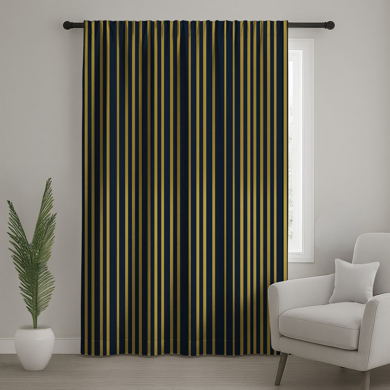 Rideaux de fenêtre à rayures noires et dorées, voilages et voilages à motif - 1 panneau, 50" x 80" - 1 Panel, Transparent