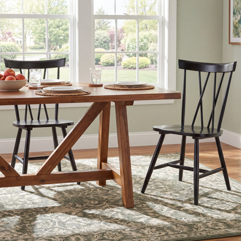 Porschia Cross Back Side Chair, Black