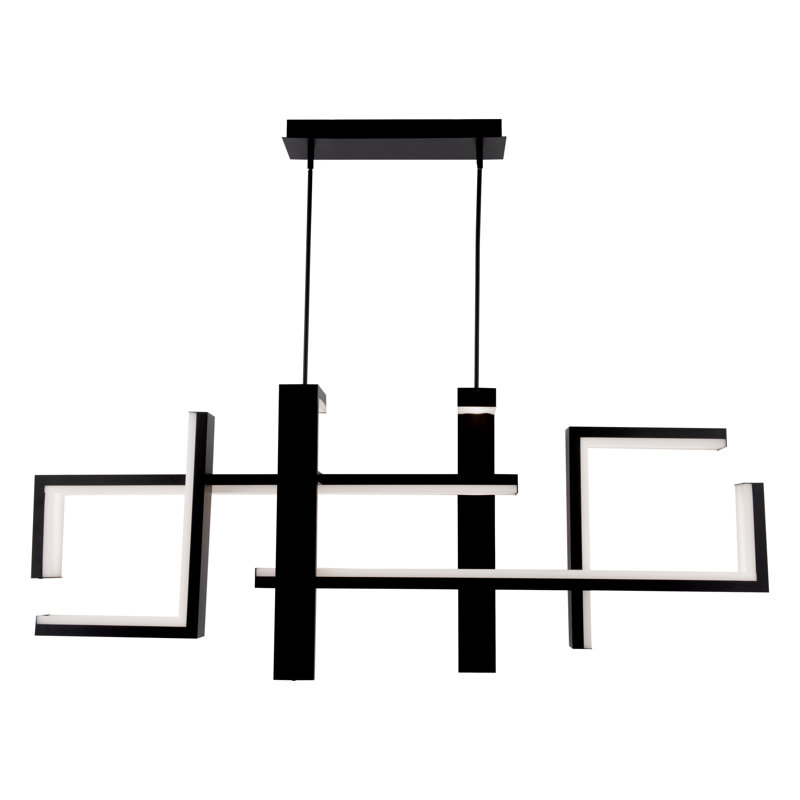 Luminaire suspendu carré à 1 lumière Jackal, Noir