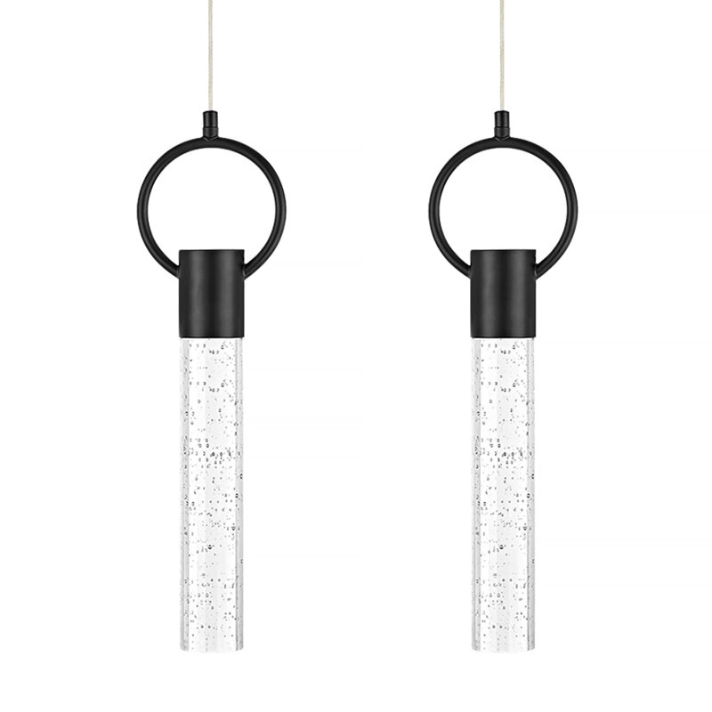 Luminaire suspendu en cristal Brevick, Rond, Noir mat, 2 lumières