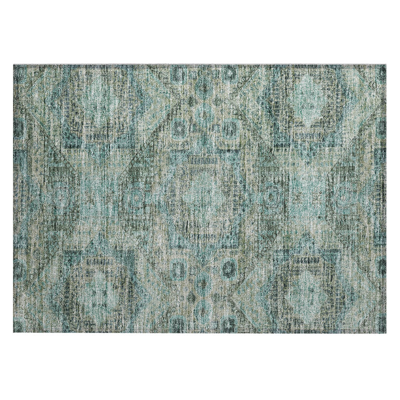 Machine Washable Indoor/Outdoor Xhevrie Sage Rug, Rectangle 1'8" x 2'6"