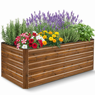 6 ft. x 3 ft. x 2 ft. Galvanized Steel Raised Garden Bed, Extra-Deep Outdoor Metal Planter Box For Vegetables, Herbs, Flowers, and Fruits