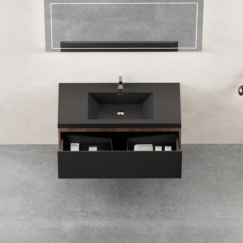 Meuble-lavabo mural flottant avec lavabo, 41.98"