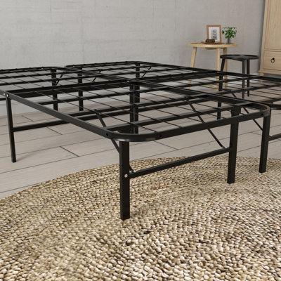 14 - Inch High Black Steel Queen Bed Support Heavy Duty, Tool Assembly, No Box Spring Needed Platform Frame Replacement For Stylish Beds , Elevated, Supports 2000 Lbs