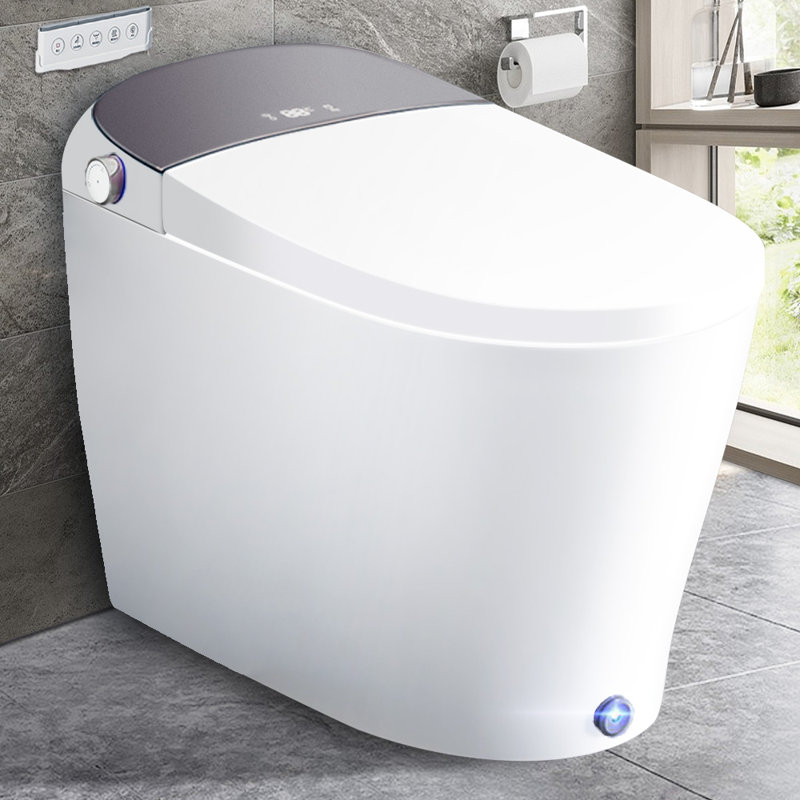 Smart Toilet Bidet,Off-seat Auto Flush,Foot Kick Flush,Warm Wash,Heated Seat,Elongated One Piece Modern Toilet