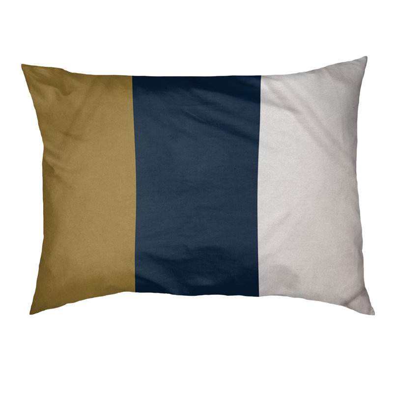 Coussin Golden State, Grand (l 40 po x P 30 po x H 6,5 po), Doré / milieu bleu
