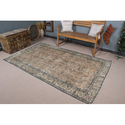 Tapis turc rétro tissé à la main à motif floral parfait pour agrémenter votre salon