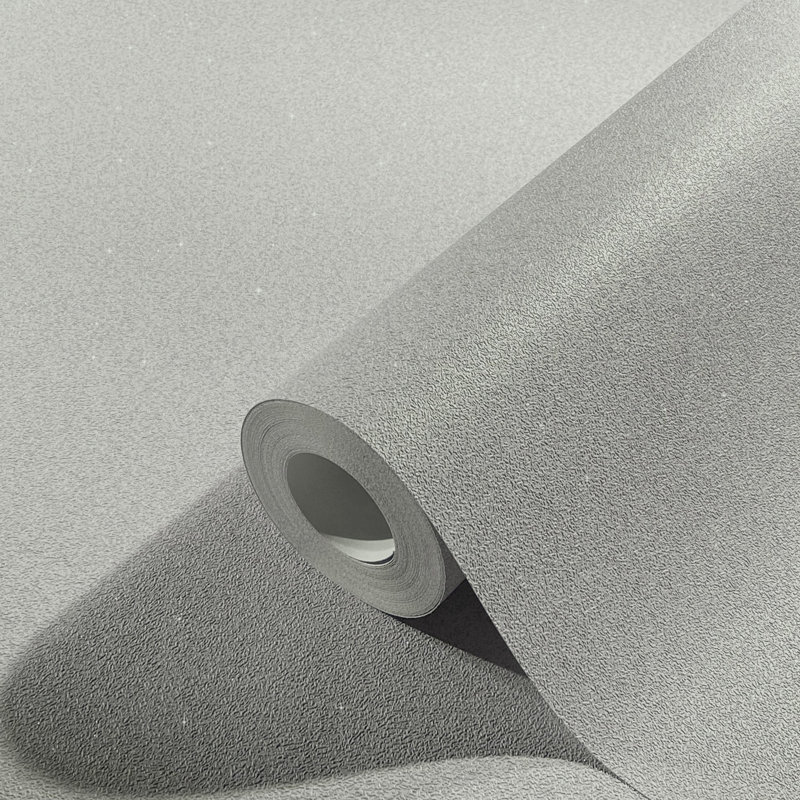 Textures Collection Plain Glitter Finish Wallpaper Roll, Silver