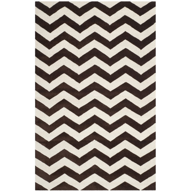 Teresita Hand Tufted Wool Chevron Rug, Rectangle 5' x 8'