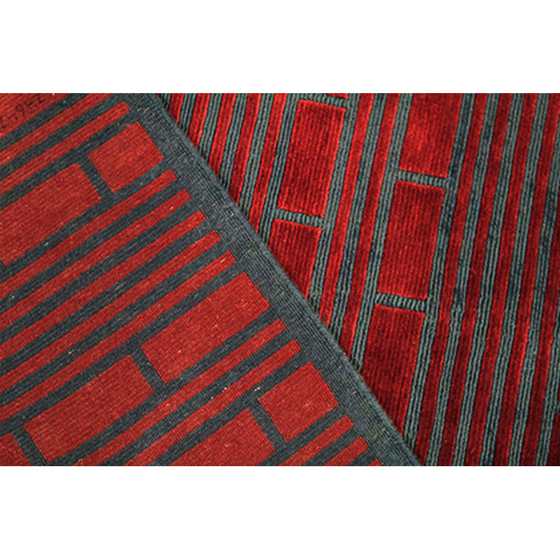 Hand-Knotted High-Quality Wine and Brown Area Rug