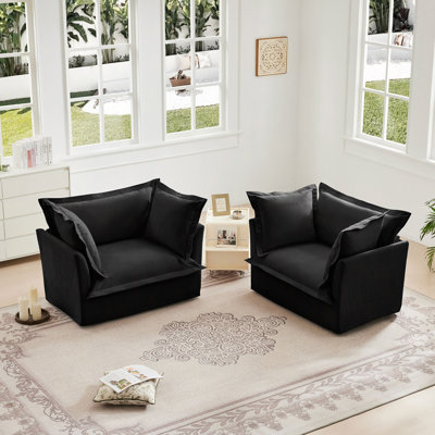 Set Of 2 Armchairs,Deep Seat Accent Chair Set, Reading Room, Bedroom And Working Spaces,Armchair Sets With Soft Pillows,Chenille Fabric