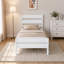 Structure de lit simple en bois d'hévéa massif avec tête et pied de lit à lattes, lit en bois robuste, aucun sommier requis-925229389