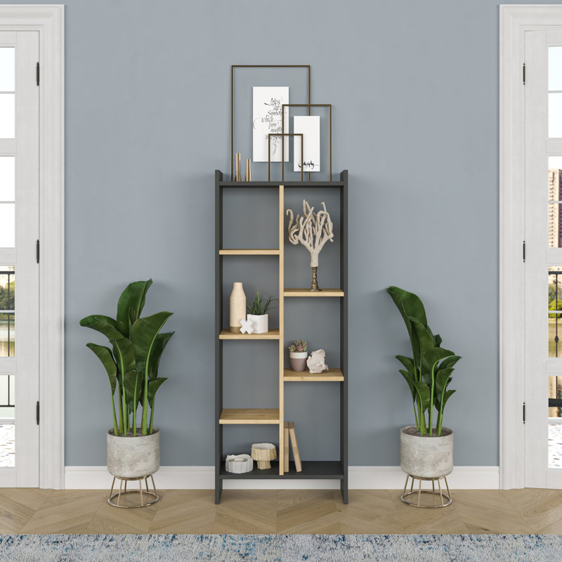 Gjylnaze Bookcase, Anthracite/Oak