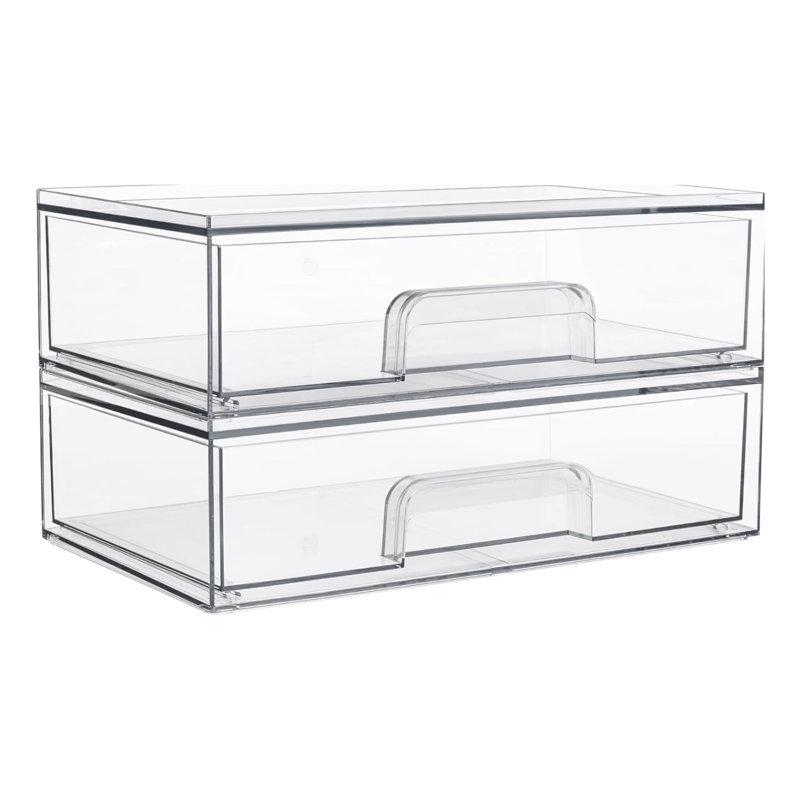 12.1" W Clear Stackable Storage Drawers, 2-pack