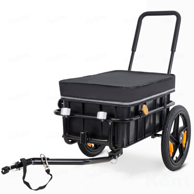 2-in-1 Bike Cargo Trailer Pushcart, Bicycle Trailer with Removable Box and Waterproof Cover, Pushcart Stroller with Tow Hitch and Removable Handlebar